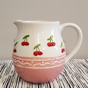 Vintage Style Ceramic Cherry Pitcher 7in Height